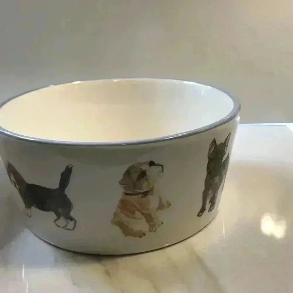 2‎ dog bowls L/M Ceramic dog Bowl Labrador Feed Me plus cat dish eat sleep New - Picture 1 of 9